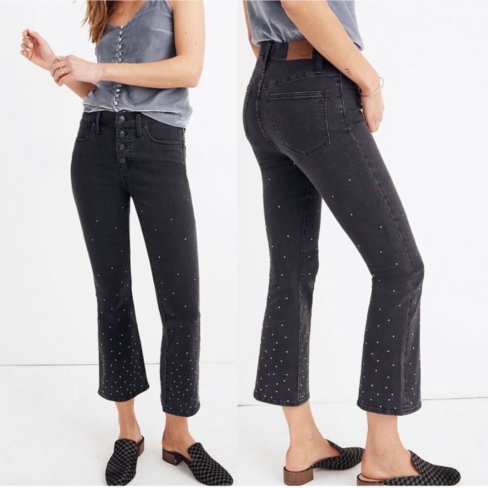 Madewell Cali Demi-Boot Jeans: Scattered Metallic Dots Edition
